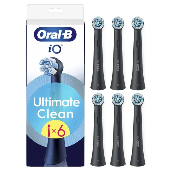 Rezerve periuta de dinti electrica Oral-B iO Ultimate Clean, compatibile doar cu seria iO, Negru, 6 buc