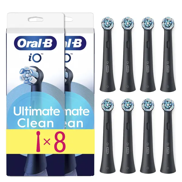 Rezerve periuta de dinti electrica Oral-B iO Ultimate Clean, compatibile doar cu seria iO, Negru, 8 buc