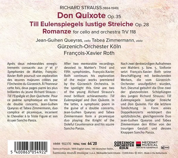 Richard Strauss: Don Quixote; Till Eulenspiegel | Jean-Guihen Queyras, Tabea Zimmermann, Gurzenich-Orchester Kolner Philharmoniker, Francois-Xavier Roth