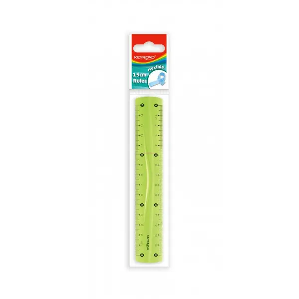 Rigla Keyroad 15 cm, plastic flexibil, diverse culori
