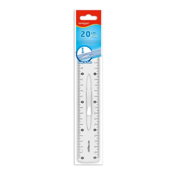 Rigla Keyroad 20 cm, transparenta,plastic, cu maner