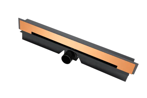 Rigola dus liniara, montaj in perete, 60 cm, capac negru-roz auriu, FDesign Kleome