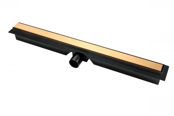 Rigola dus liniara slim de 60 cm, neagra cu finisaj auriu, Kleome FDesign