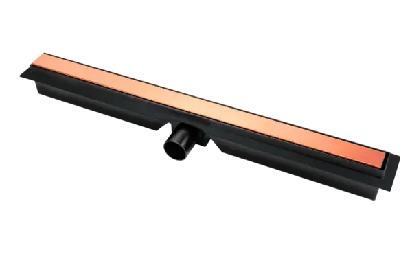 Rigola dus liniara slim, montaj in pardosea, 70 cm, capac negru-roz auriu, FDesign Kleome
