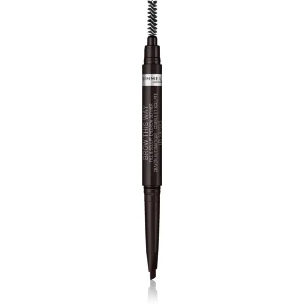 Rimmel Brow This Way creion pentru sprancene perie 2 in 1 culoare 004 Soft Black 0,25 g