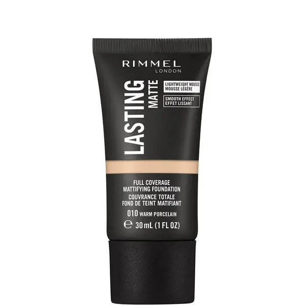 Rimmel Lasting Matte Full Coverage Mattifying Lightweight Foundation - 010 Warm Porcelain