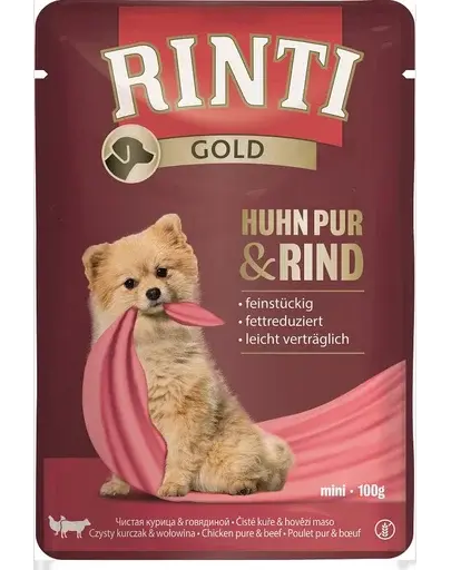 RINTI Chicken Pure&Beef Mini plic pentru caine talie mica 100 g pui si vita