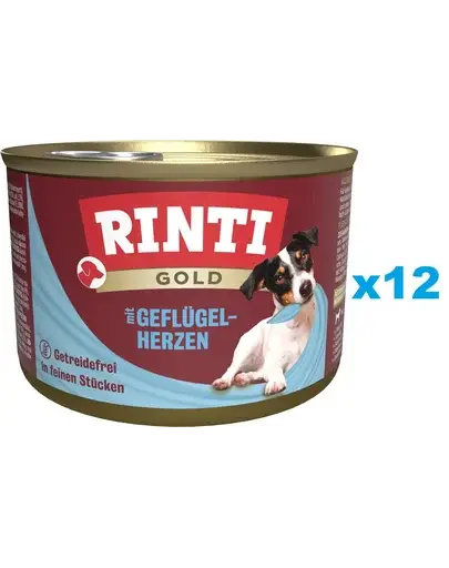 RINTI Gold Poultry hearts Mini 12x185 g hrana caine talie mica, inimi pasare