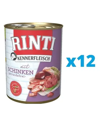 RINTI Kennerfleisch Ham hrana umeda pentru caini 12 x 800 g, cu sunca