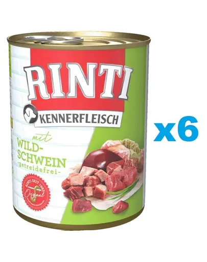 RINTI Kennerfleisch Wild boar cu mistret, hrana caini 6x400 g