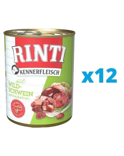 RINTI Kennerfleisch Wild boar hrana caini 12 x 400 g, cu mistret