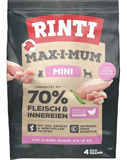 RINTI MAX-I-MUM Mini Adult Chicken hrana uscata caini adulti de talie mica, cu pui 4 kg
