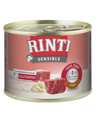 RINTI Sensible hrana umeda pentru caini adulti cu alergii alimentare, cu vita si orez 185 gr