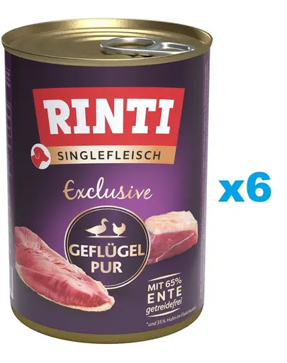 RINTI Singlefleisch Exclusive Poultry Pure 6x400 g cu pasare, pentru caine