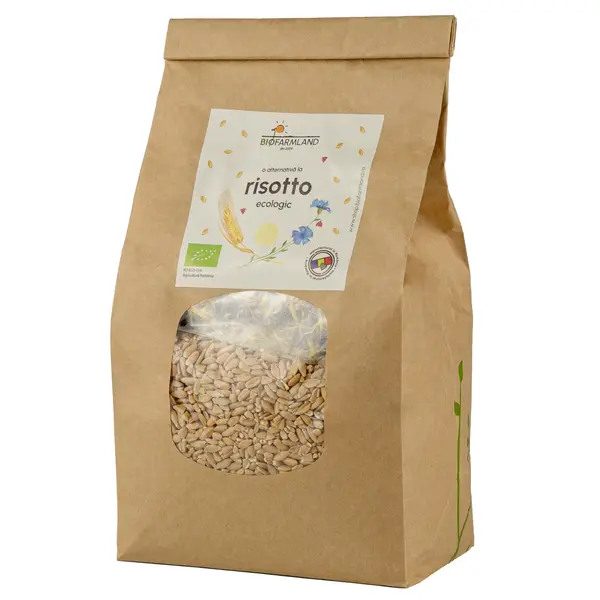 Risotto ecologic din 32% einkorn (alac) si 64% arpacas spelta cu 2% sare romaneasca cu flori 750g