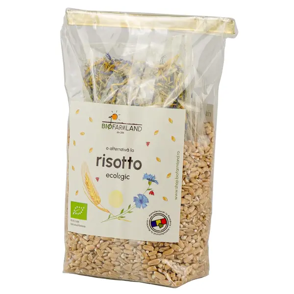 Risotto ecologic din 32% einkorn (alac) si 64% arpacas spelta cu 2% sare romaneasca cu flori 250g
