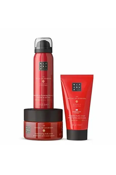 Rituals – The Ritual Of Ayurveda Body Scrub 125ml + Body Cream 70ml + Foaming Shower Gel 50ml