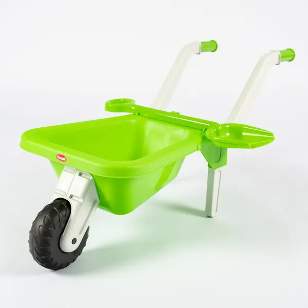 Roaba de jucarie pentru copii Doloni Green, cu manere ergonomice si lopata de lucru inclusa, dimensiune 87 x 50 x 38 cm