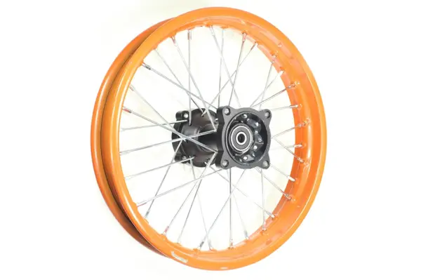 Roata completa spate cross 1.85-14 , 125cc, cerc portocaliu