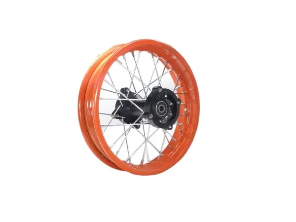 Roata completa spate cross 125cc, dimensiuni 1.85x12 , culoare portocaliu