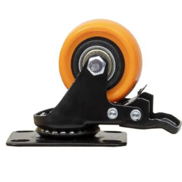 Roata Pivotanta cu Frana pentru Mobila, 2 inch, Rola de Cauciuc, Portocaliu
