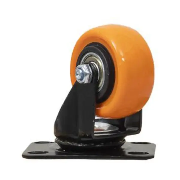 Roata Pivotanta pentru Mobila, 2 inch, Rola de Cauciuc, Portocaliu