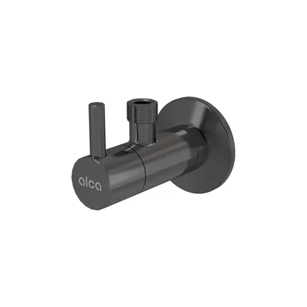 Robinet coltar rotund gun metal mat periat cu filtru 1 2 3 8 Alcadrain ARV001-GM-B