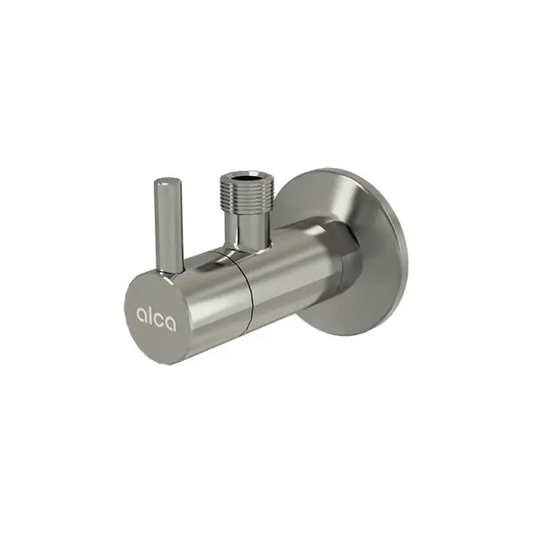 Robinet coltar rotund nichel lucios cu filtru 1 2 3 8 Alcadrain ARV001-N-P