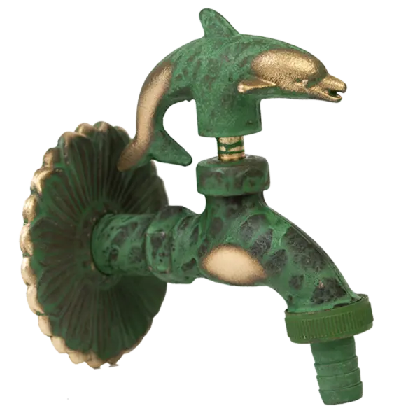 Robinet decorativ 1/2", dublu serviciu din alama si finisaj Delfin, culoare verde antic