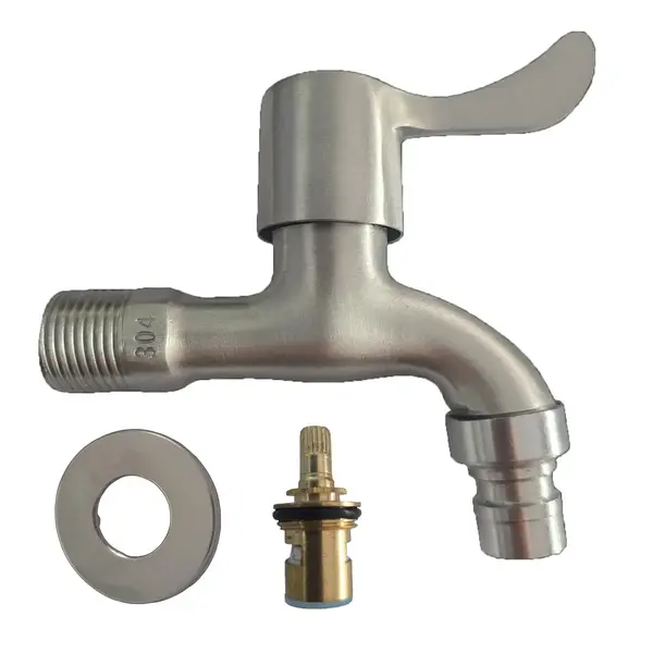 Robinet din inox HAWIRE pentru montare in exterior si interior, Pentru butoaie gradina, bucatarie si baie, Material SUS304, Argintiu, Rezistent la cor