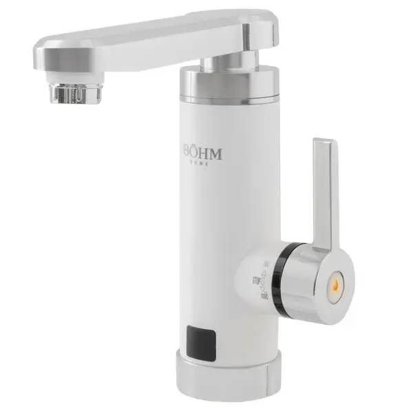 Robinet electric BA HM, 3000W, Afisaj digital, Pipa rotativa tip L, Temperatura maxima 60 C, Alb