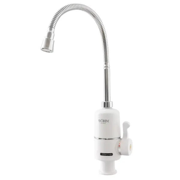 Robinet electric BOHM, 3000W, Pipa flexibila, Afisaj digital, Temperatura maxima 60 C, Alb