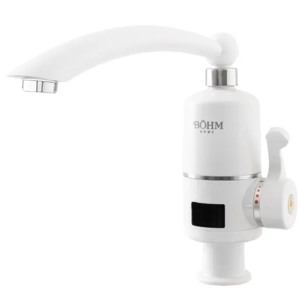 Robinet electric vertical BA HM, 3000W, Afisaj digital, Pipa rotativa tip L, Temperatura maxima 60 C, Alb