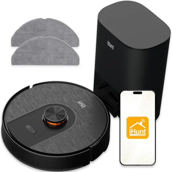 Robot Aspirator cu Mop iHunt BRO Robo Clean V6 AutoBase, LiDAR, Auto-Emptying, Control prin Aplicatie, Autonomie 120 Min, Statie Colectare 3L
