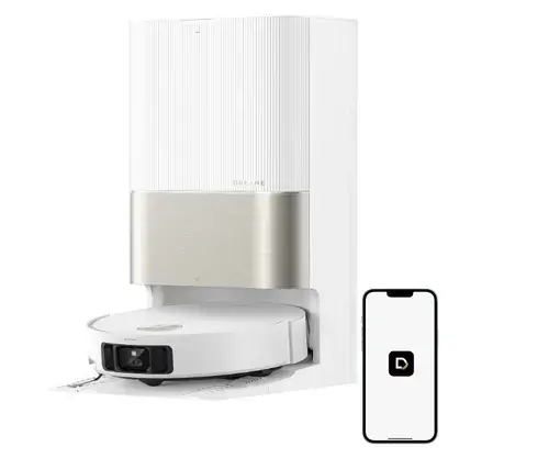 Robot de aspirare Dreame X50 Ultra Complete RLX85CE-4-WH, detectare AI a obstacolelor si navigare la 360°, comanda vocala, depasire obstacol de 6CM, aspirare 20000Pa, perie dubla anti-incurcare (Alb)