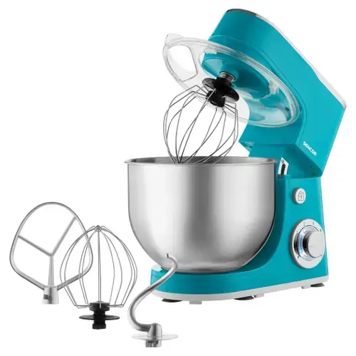 Robot de bucatarie Sencor STM3637TQ, 1300 W, Bol 5.5 l, 6 viteze + Pulse, 3 atasamente (Turcoaz)