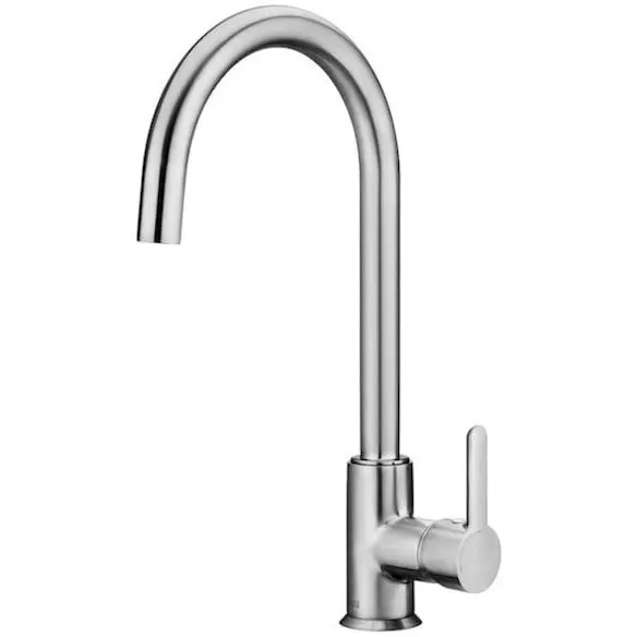 Roca Baterie bucatarie Roca, Gama Mencia A5A7409CM0, pipa inalta, tip C, monocomanda, pivotanta, cartus ceramic, titanium black, crom mat