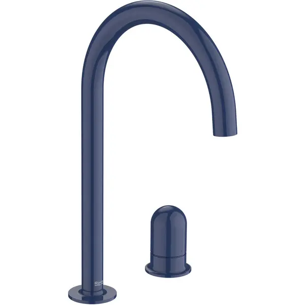 Roca Baterie lavoar Roca, Gama NU A5A3W3FP00, incastrata in blat, monocomanda, marime L, levier metalic DOME, cartus ceramic, fara set de evacuare, montaj 2 gauri, albastru