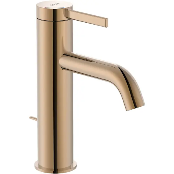 Roca Baterie lavoar Roca, Gama Ona, monocomanda, marime M, levier metalic, cartus ceramic, set evacuare cu tija, auriu rose