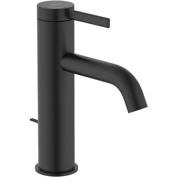 Roca Baterie lavoar Roca, Gama Ona, monocomanda, marime M, levier metalic, cartus ceramic, set evacuare cu tija, negru mat