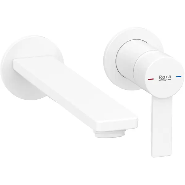 Roca Baterie lavoar Roca, Gama Targa, incastrata, monocomanda, levier metalic, cartus ceramic, fara set de evacuare, necesita corp instalare, alb