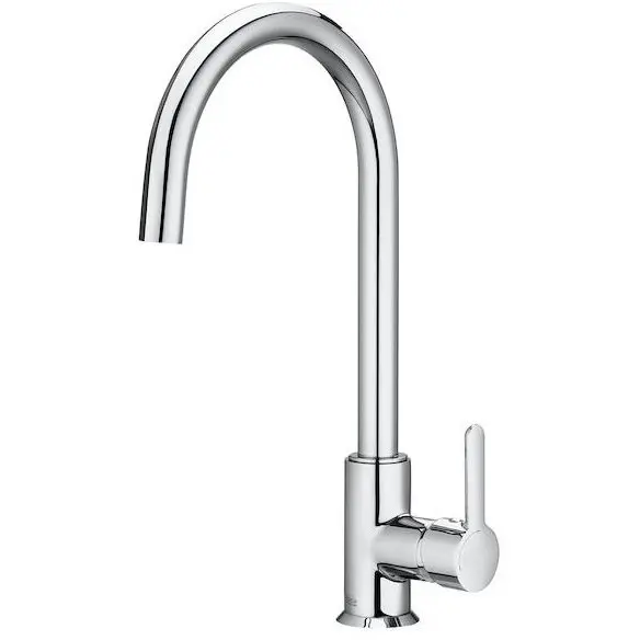 Roca Baterie sanitara bucatarie Roca, Gama Mencia, pipa inalta, tip C, monocomanda, pivotanta, cartus ceramic, crom