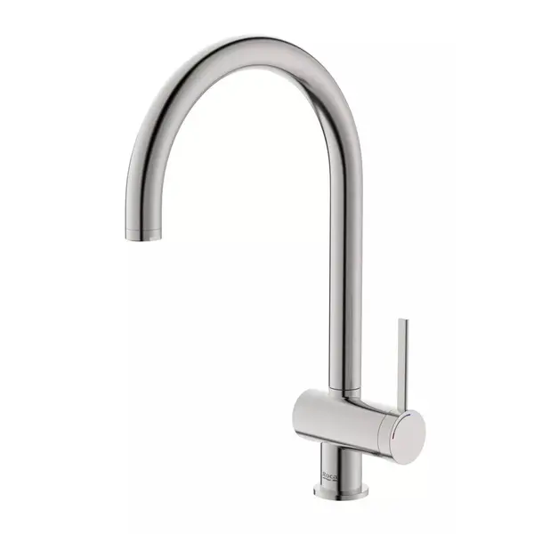 Roca Baterie sanitara bucatarie Roca, Gama Ona, pipa inalta, monocomanda, pivotanta, cartus ceramic, crom mat