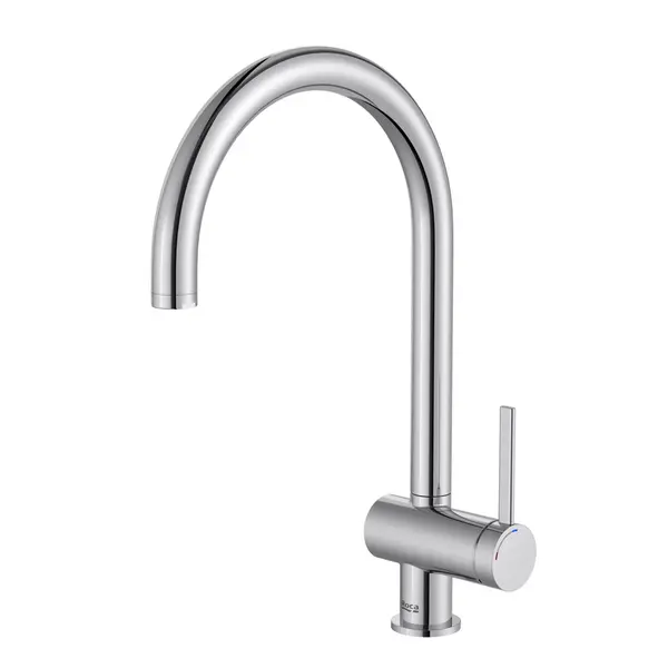 Roca Baterie sanitara bucatarie Roca, Gama Ona, pipa inalta, monocomanda, pivotanta, cartus ceramic, crom