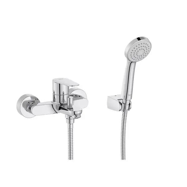 Roca Set 2 in 1 baterie cada Roca, Gama Victoria Plus 2in1, para de dus, furtun de dus, suport para de dus, crom