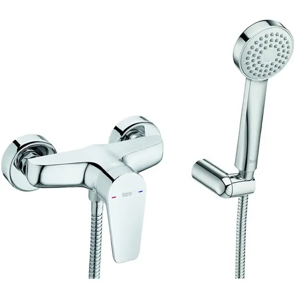 Roca Set 2 in 1 baterie dus Roca, Gama Anara, para de dus, furtun de dus, suport para de dus, crom