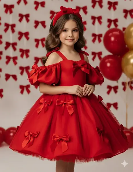 Rochie alba eleganta din tafta cu fundite bleu pentru fete - Berta