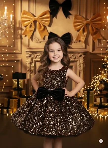 Rochie aurie eleganta din paiete pentru fete - Millie