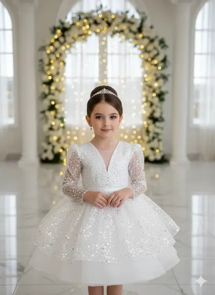 Rochie aurie eleganta pentru fete, din dantela - Julieta