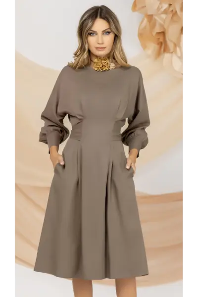 Rochie cafenie Pretty Girl de zi din Lyocell